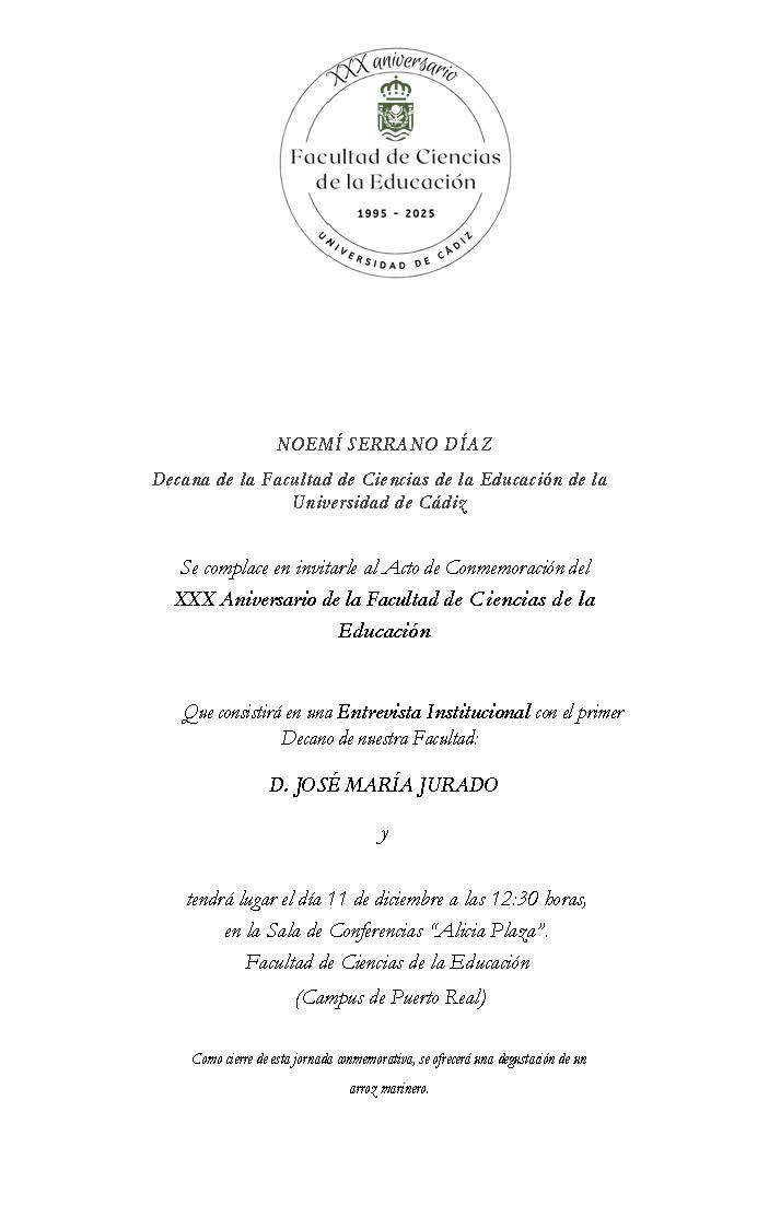 Acto de Conmemoración del XXX Aniversario de la Facultad de Ciencias de la Educación